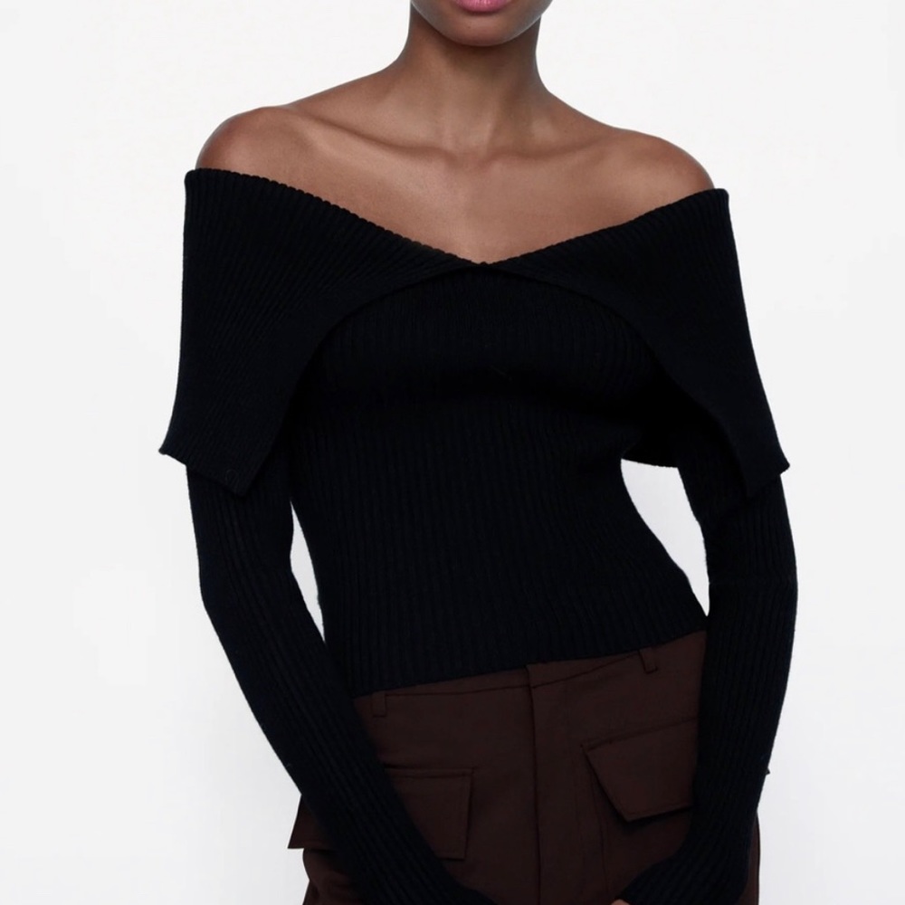 Zara Over-the-Shoulder Knit Top